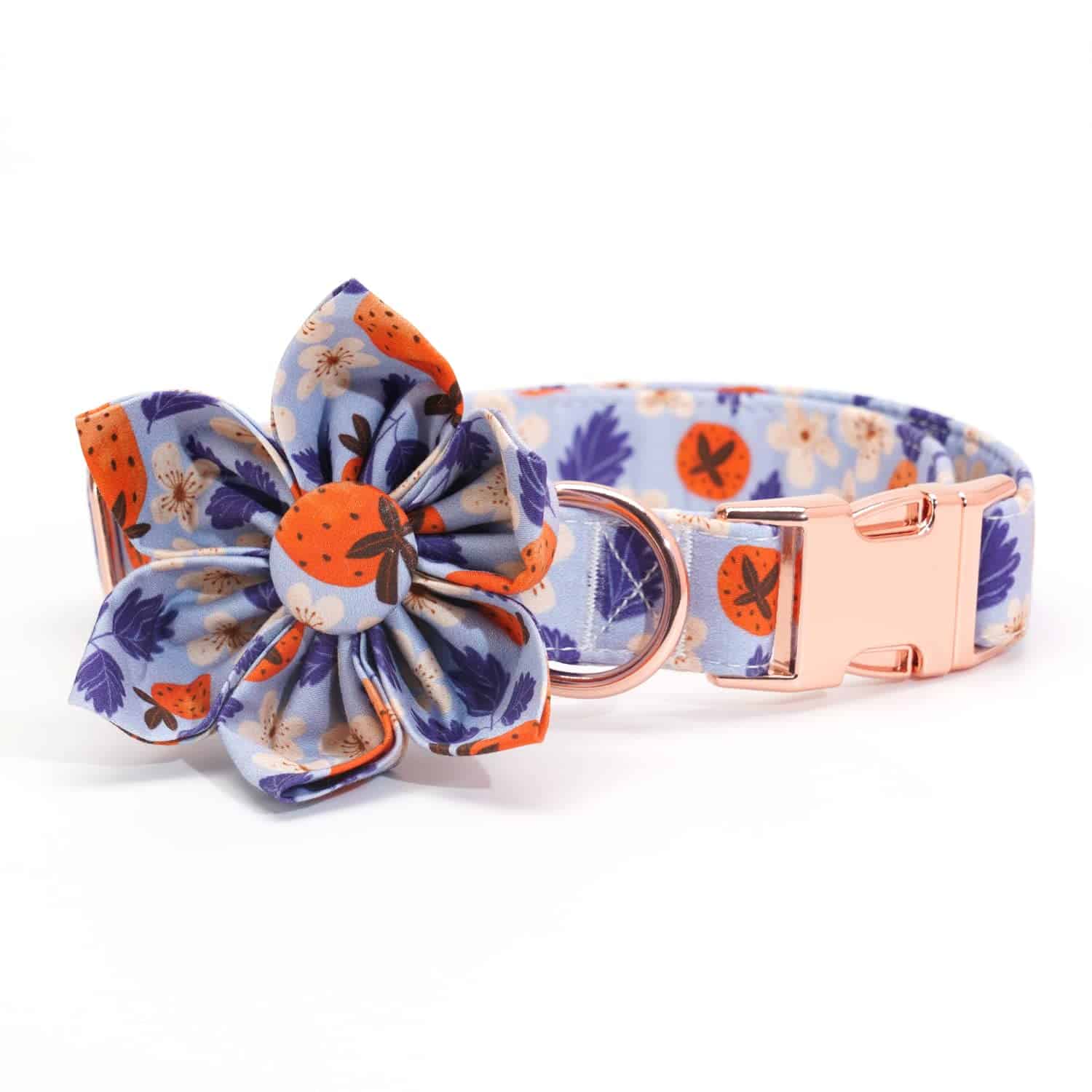 Collar para Perro de Fresa con Flor, Cómodo Collar