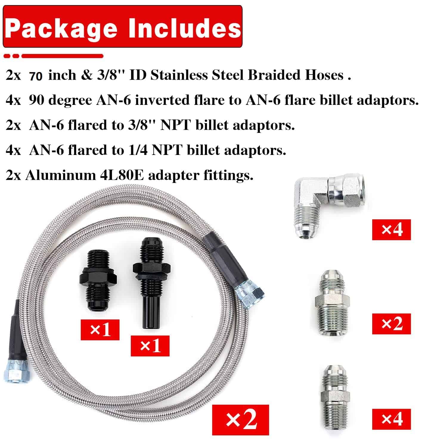 Kit de manguera enfriadora de transmisión de 70" de 6AN con - Imagen 3