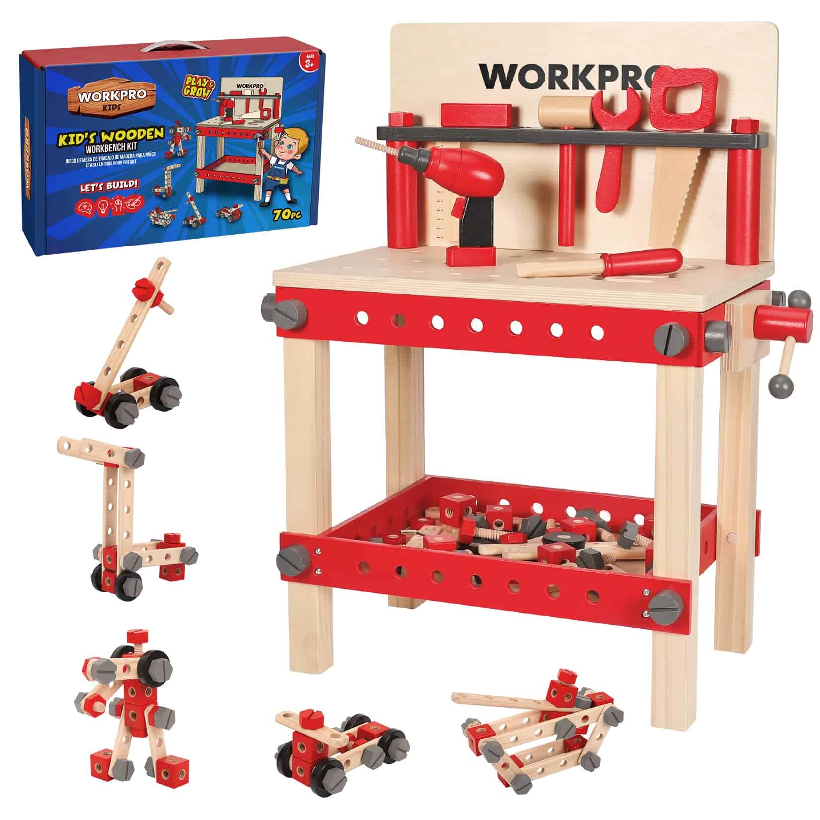 Kit de Banco de Trabajo de Madera WORKPRO para Niños, Banco