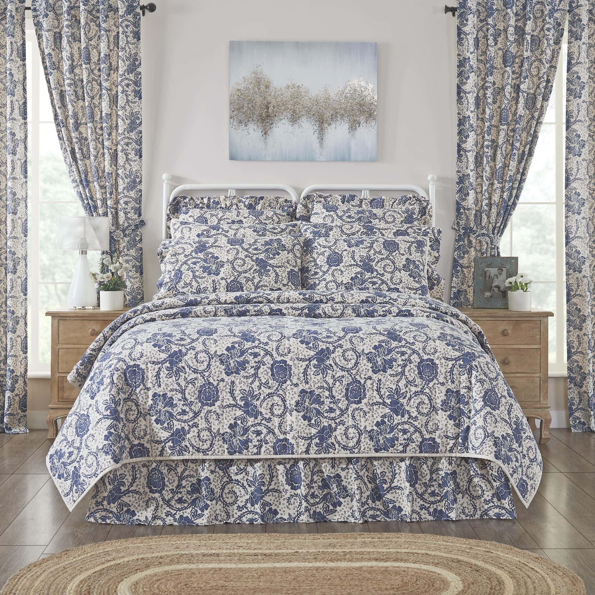VHC Brands Dorset, Colcha Reversible Floral Estilo Granja,