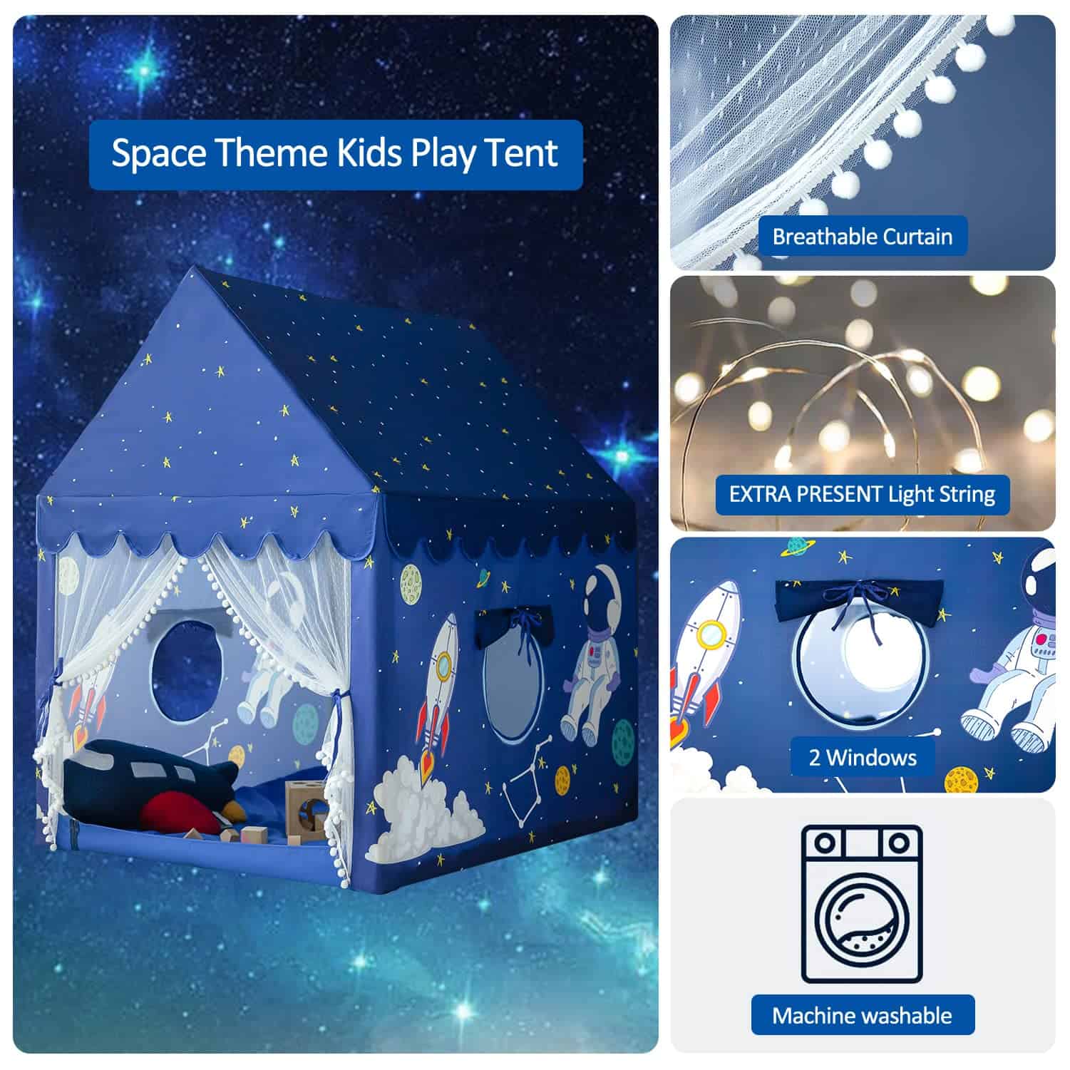 Casa de Juegos para Niños Espacio Exterior Cohete Azul - Imagen 6