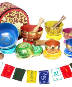 Juego de 7 Cuencos Tibetanos Cantadores, Decorados con