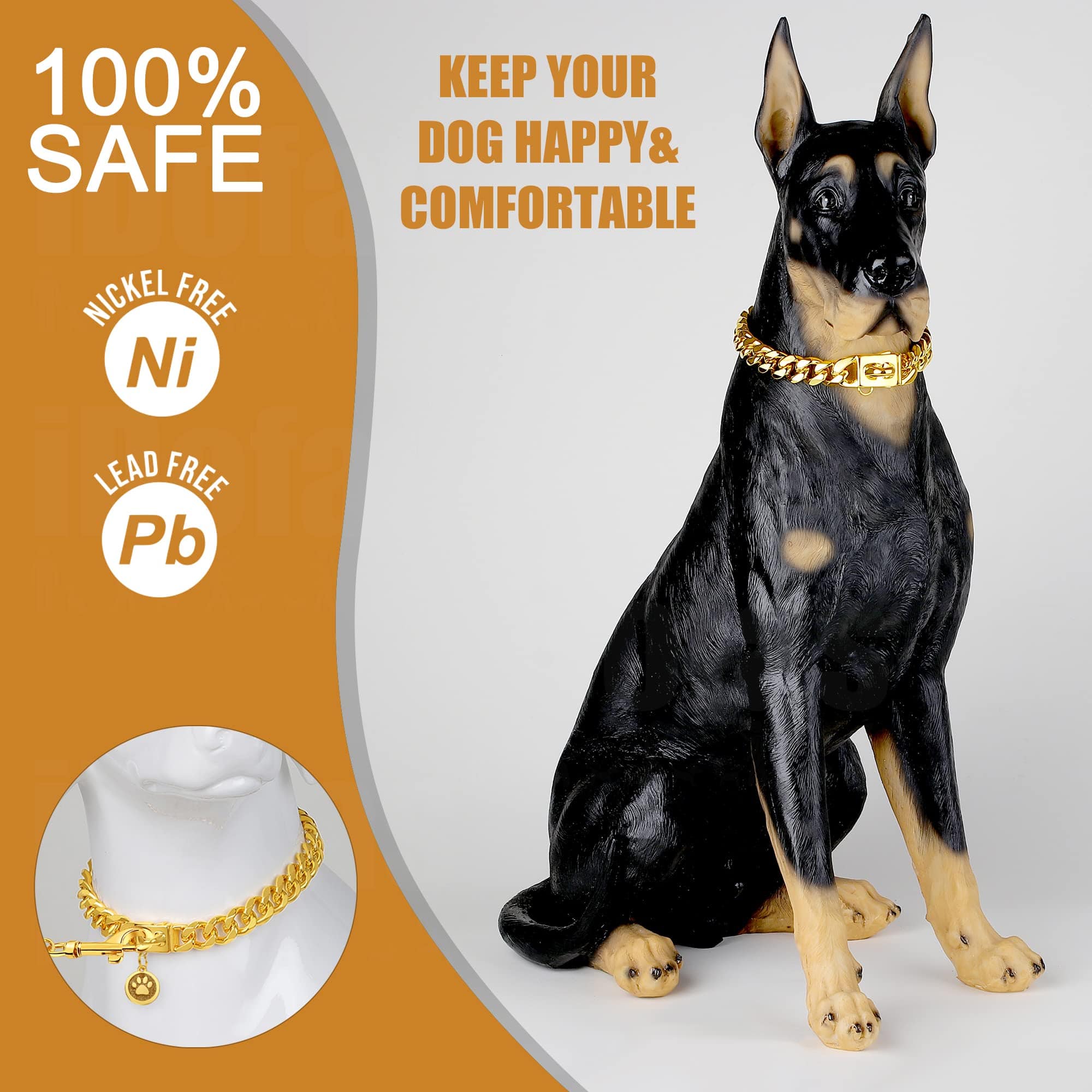 Collares de Cadena de Perro LuxLife Cuban Link Collar de - Imagen 3