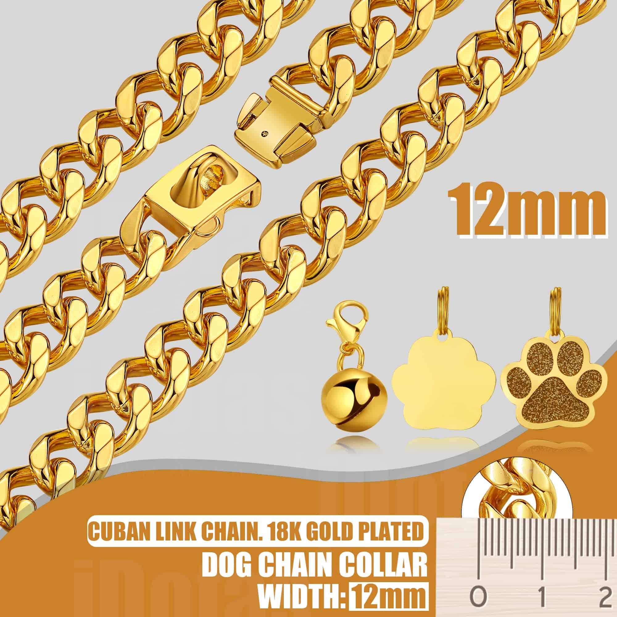 Collares de Cadena de Perro LuxLife Cuban Link Collar de - Imagen 4