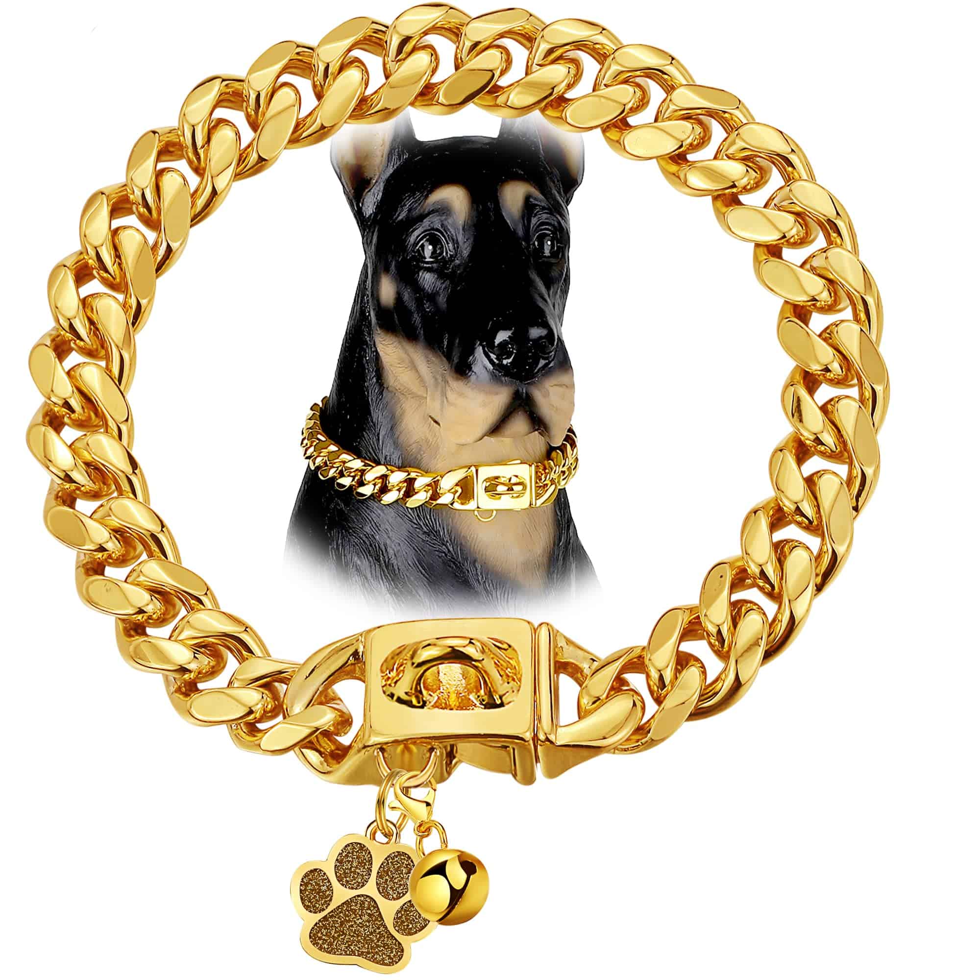 Collares de Cadena de Perro LuxLife Cuban Link Collar de
