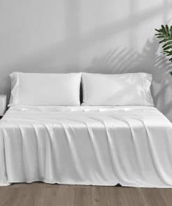 Juego de sábanas de bambú queen size ACCURATEX en blanco -