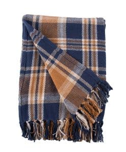 Manta de acento tejida a cuadros de 50" x 60" en azul