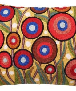 Funda de almohada lumbar amarilla con diseño de amapola de