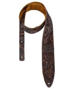 Correa de guitarra Luna Guitars de cuero marrón con