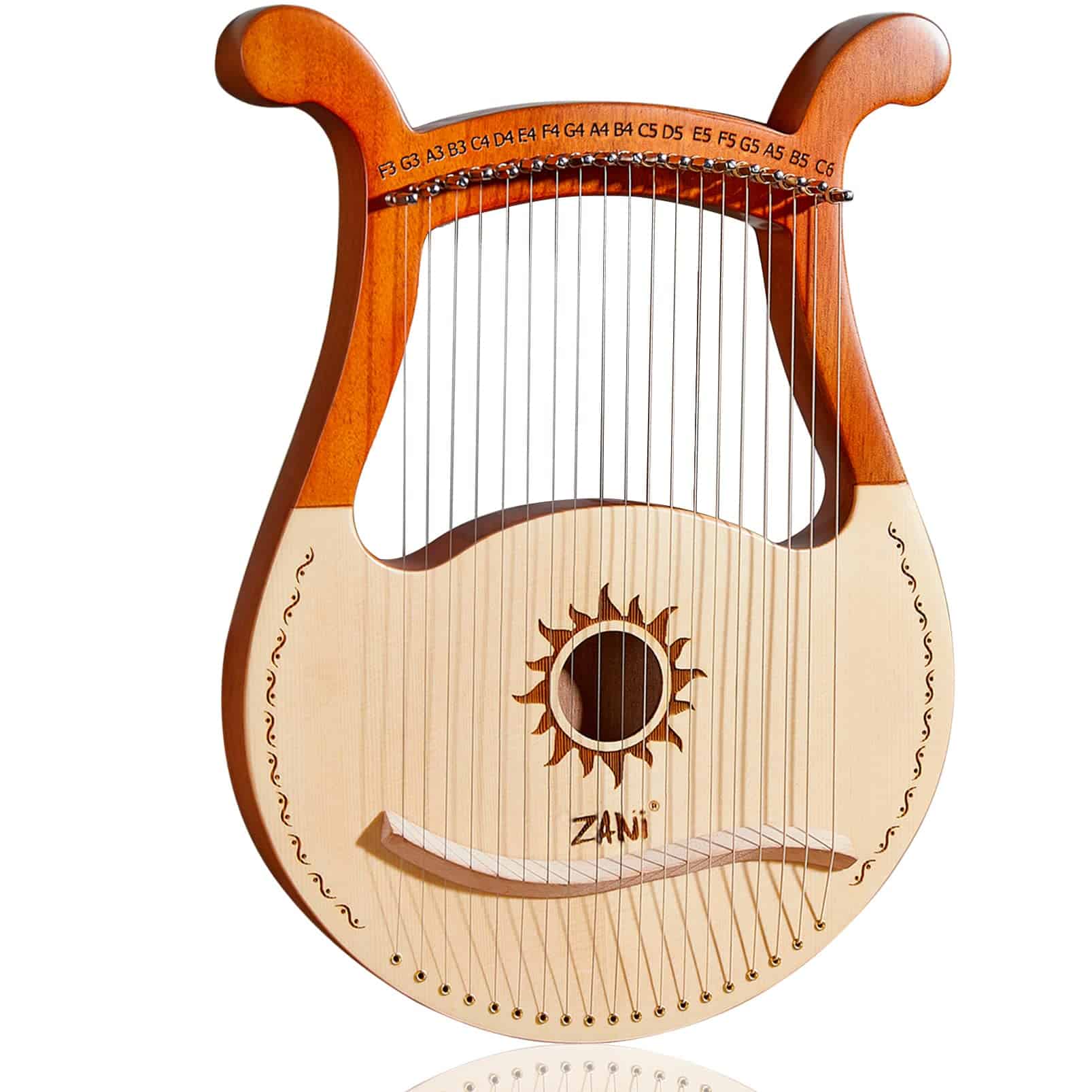 LvPets Arpa Lira 19 Cuerdas de Metal Caoba Patrón Helio de