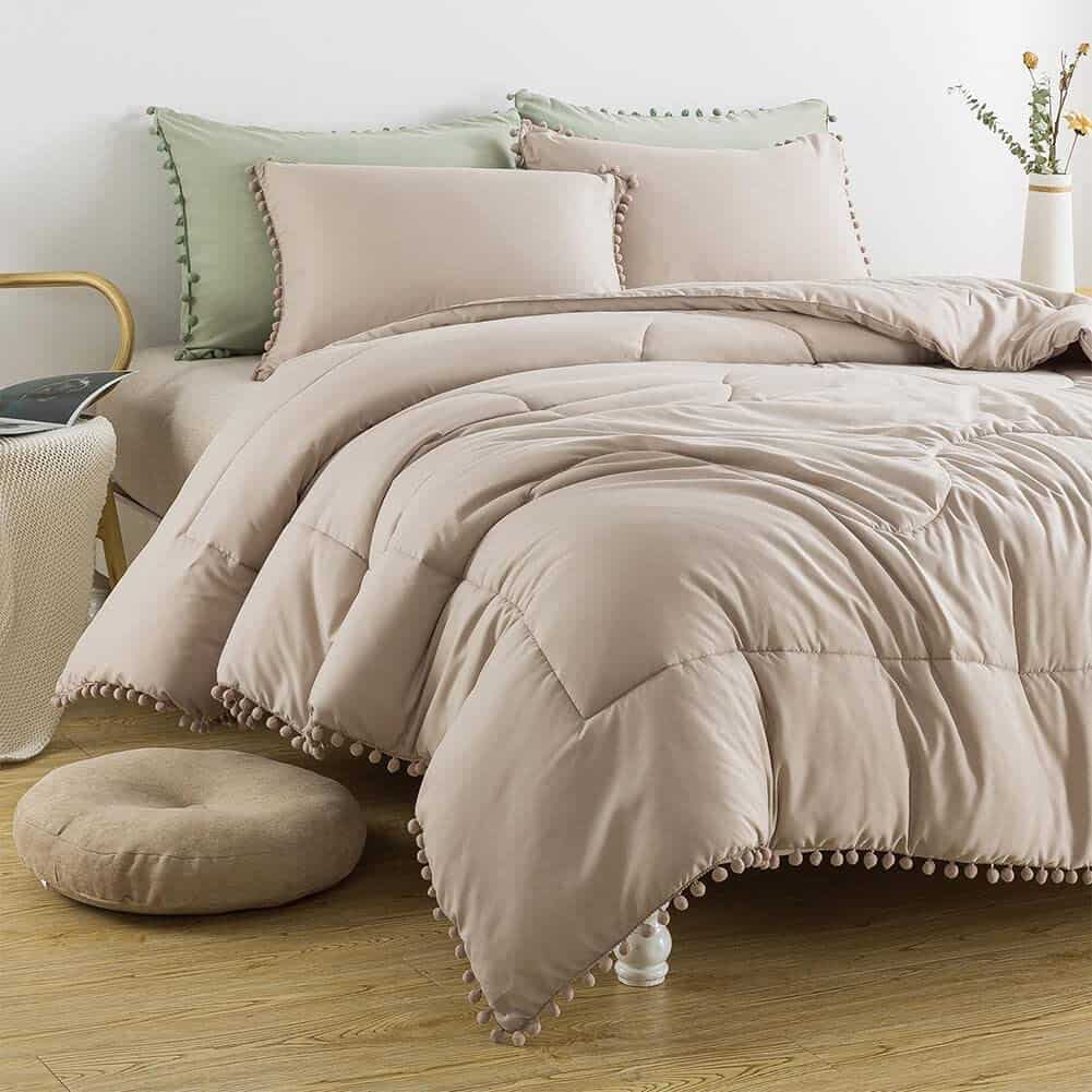 Juego de edredón Akimtic Pom Poms Fringe Queen (90x90