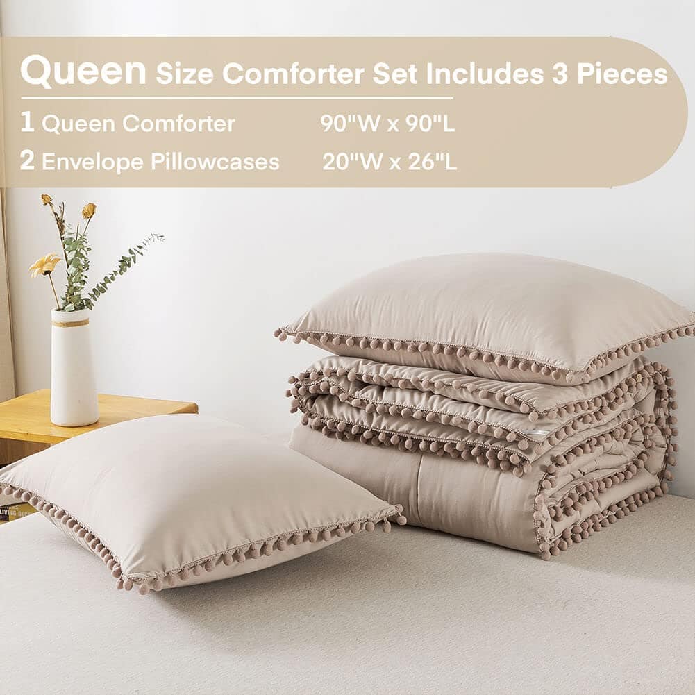 Juego de edredón Akimtic Pom Poms Fringe Queen (90x90 - Imagen 8