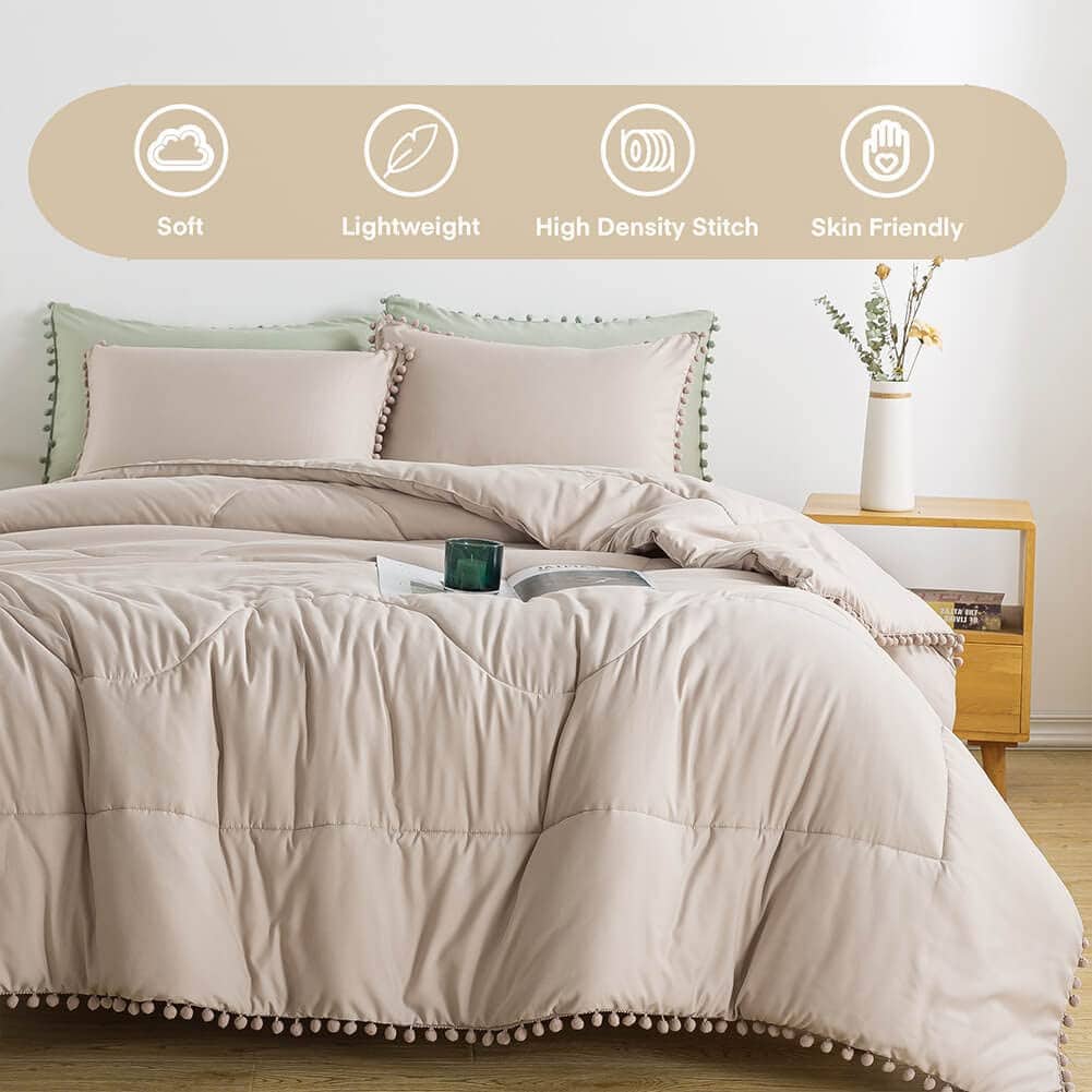 Juego de edredón Akimtic Pom Poms Fringe Queen (90x90 - Imagen 3