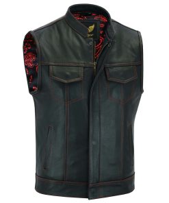 Chalecos de Moto de Cuero Negro para Hombres - Chalecos de
