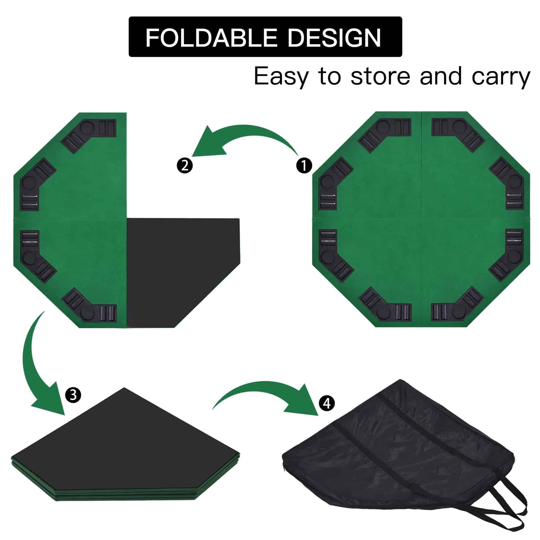 EVIEUN 48" Tapete de mesa de póker plegable para 8 - Imagen 9