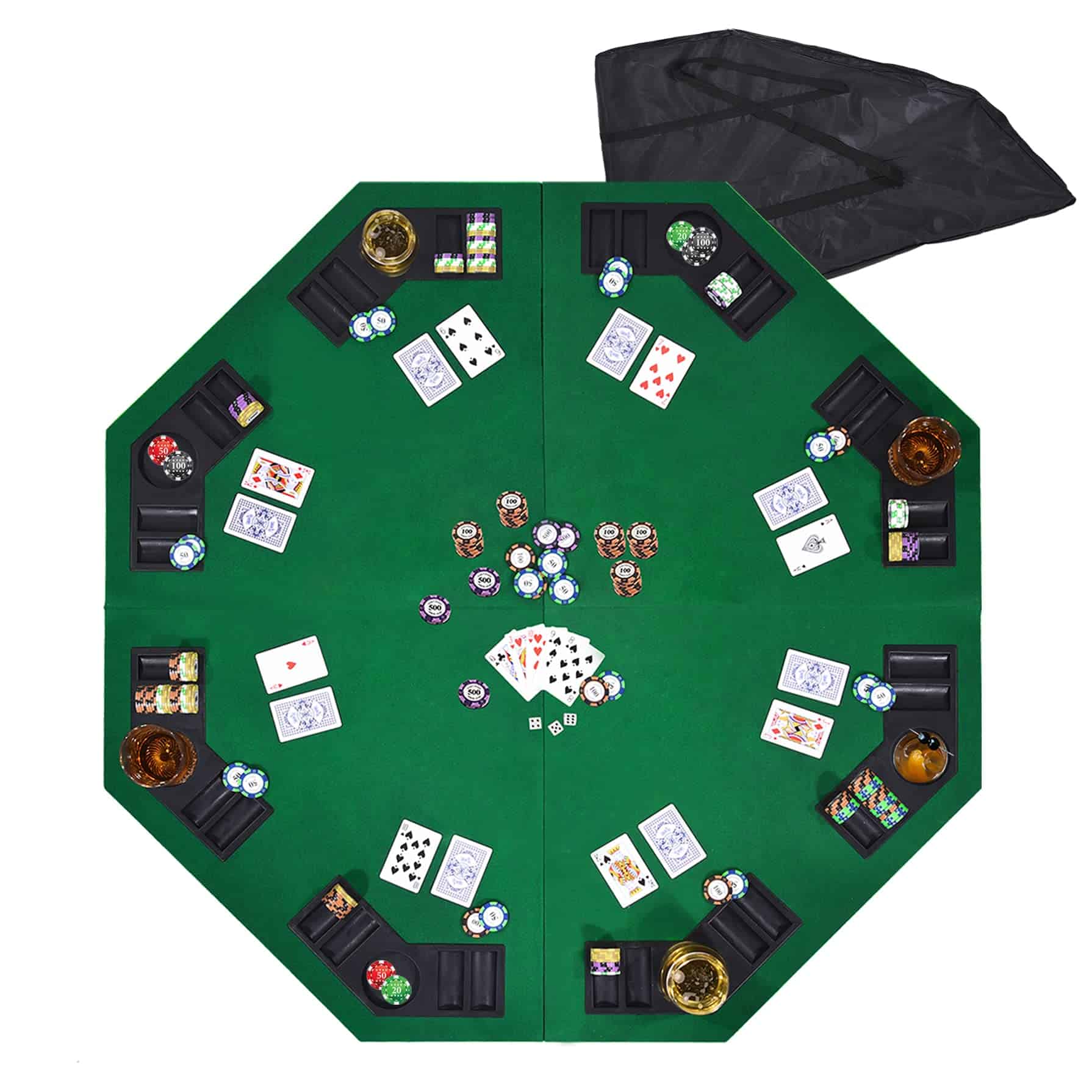 EVIEUN 48" Tapete de mesa de póker plegable para 8 - Imagen 4