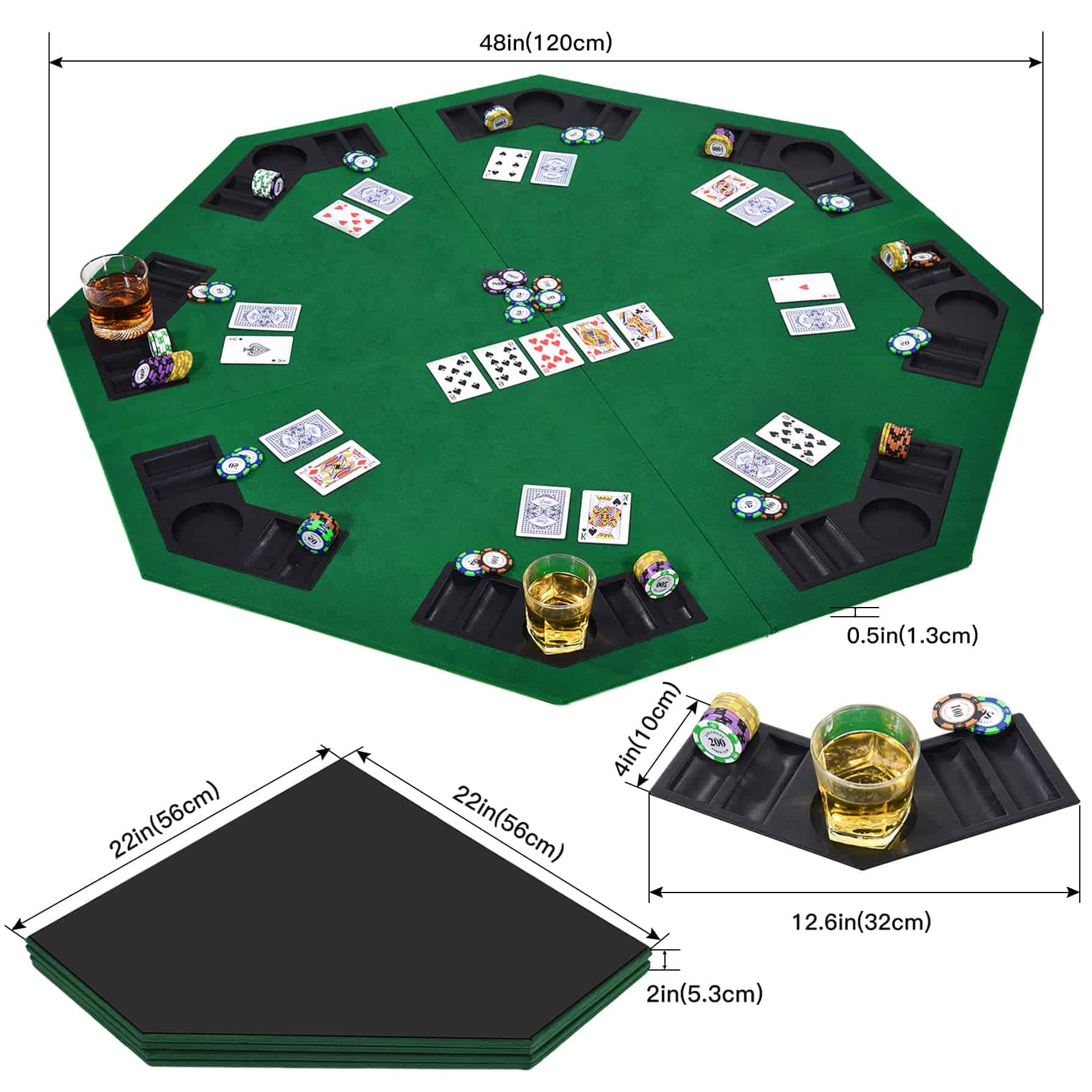 EVIEUN 48" Tapete de mesa de póker plegable para 8 - Imagen 7