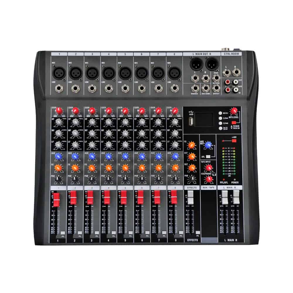 Consola de Mezcla de Sonido Profesional de 8 Canales USB