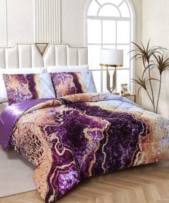 Juego de edredón de mármol morado AO AOAOWAY Tamaño Queen -