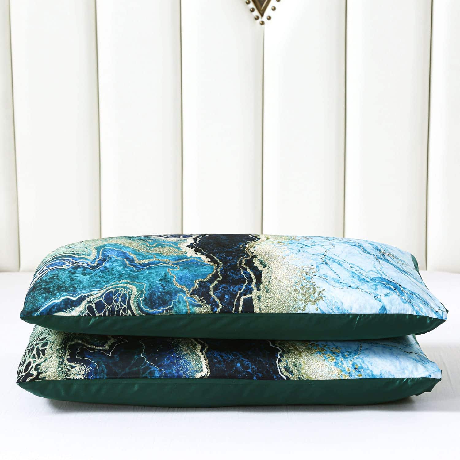 Juego de edredón de mármol verde para cama King - 3 piezas - Imagen 7