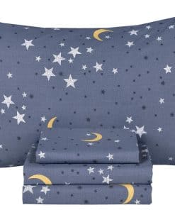Juego de sábanas de luna y estrellas nocturnas para