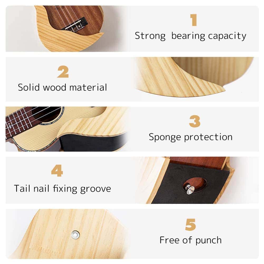 Soporte de Pared para Ukulele Kelendle de Madera - Soporte - Imagen 7