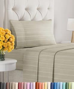 Juego de sábanas de tamaño individual de 3 -Beige Rayas