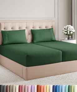 Juego de Sábanas de Split King Size de 5 -Verde Esmeralda