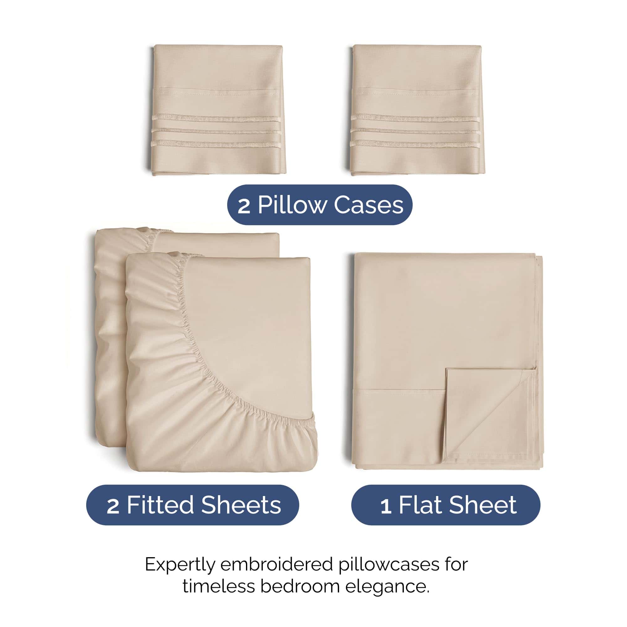 Juego de sábanas de 5 piezas tamaño Split King - Suaves, - Imagen 3