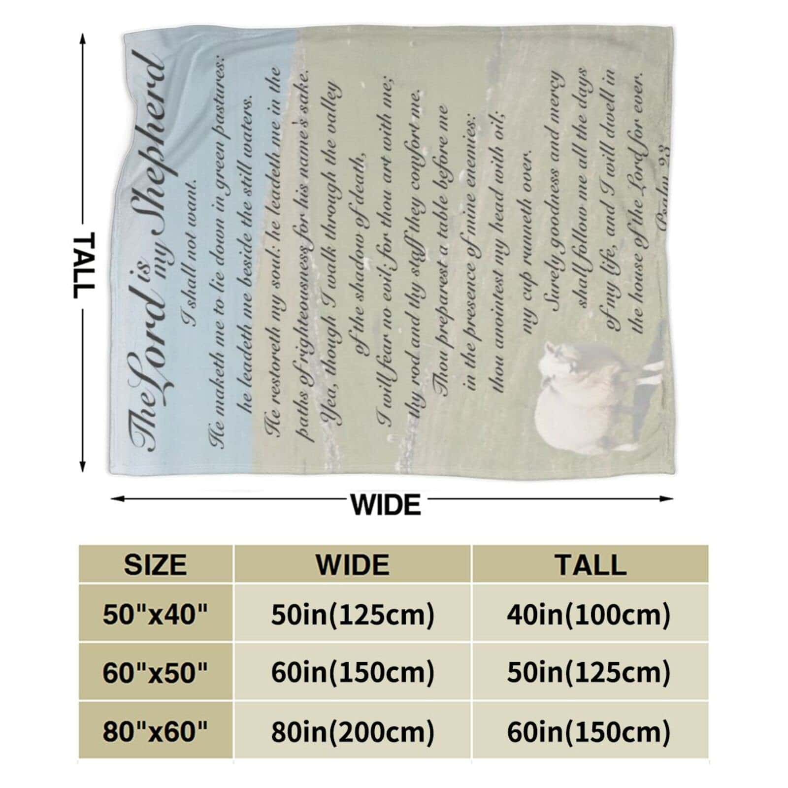 Manta de estampado de campo irlandés con el Salmo 23 El - Imagen 3