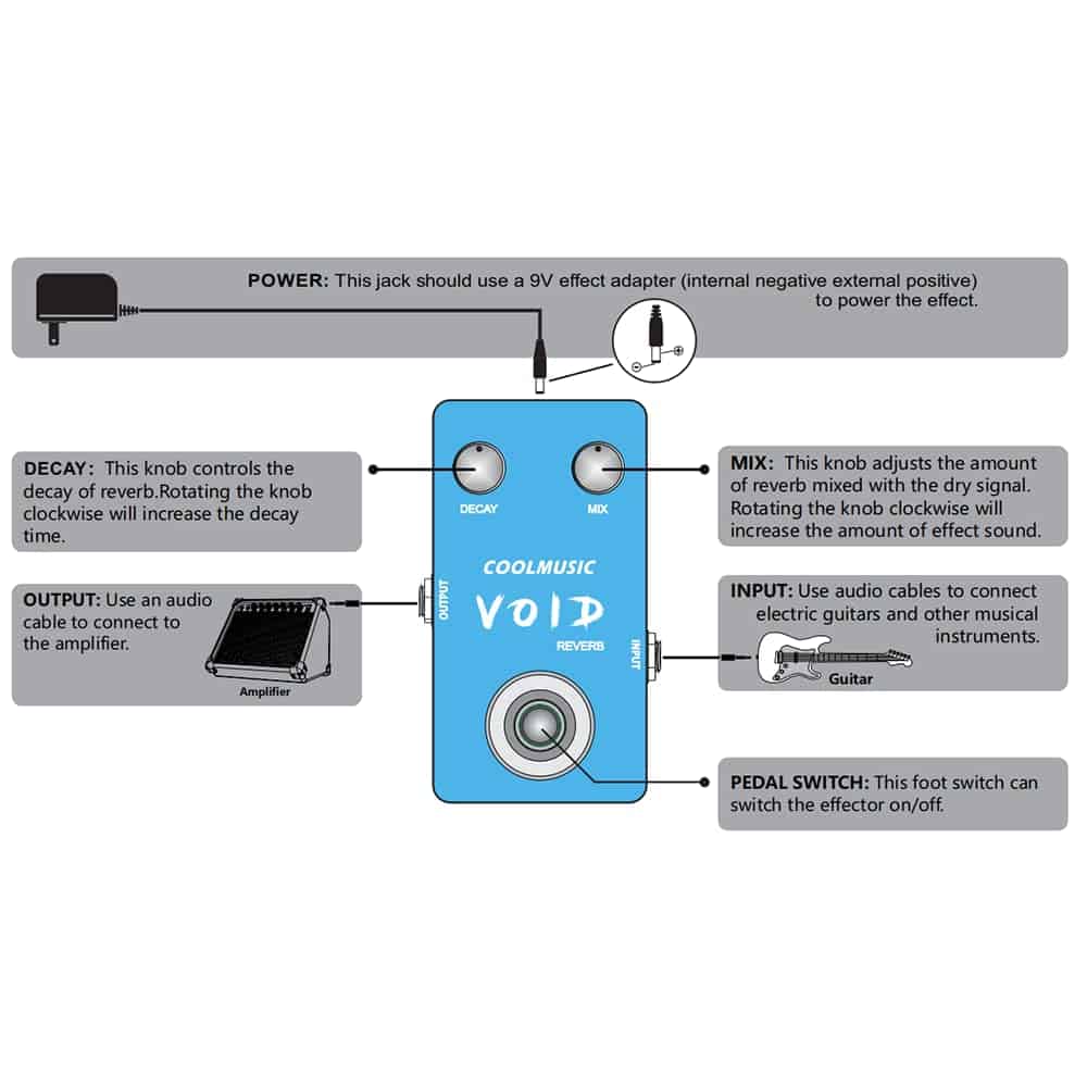 Pedal de Efecto de Reverb para Guitarra COOLMUSIC C-RV01 - Imagen 8