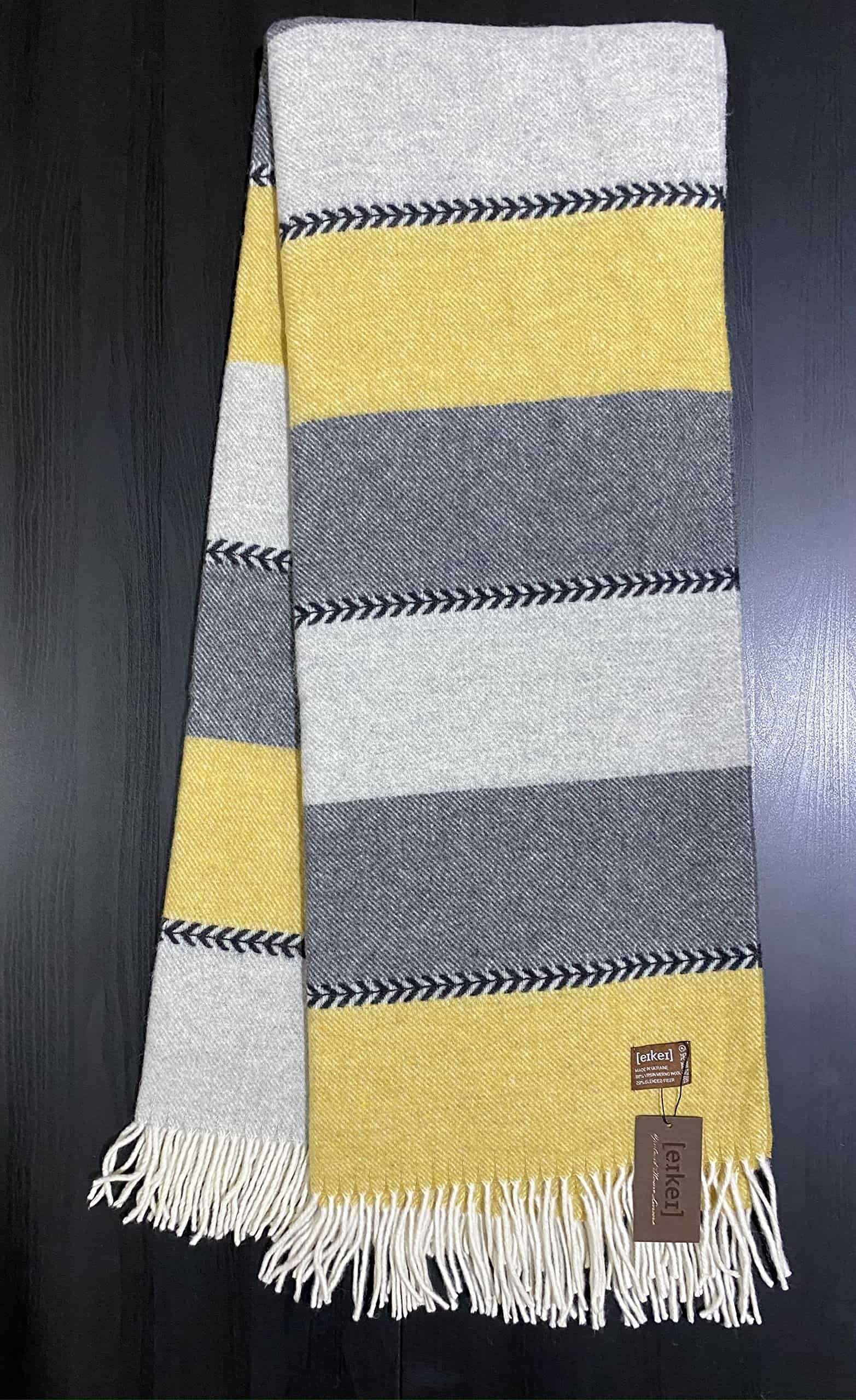 Manta de Lana de Merino Eikei con Patrón de Rayas Anchas