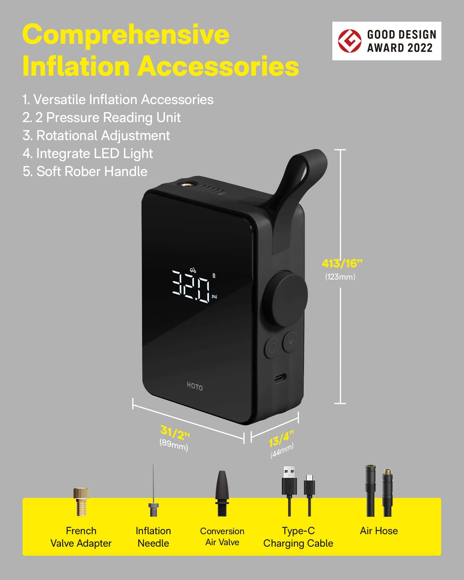 Inflador de neumáticos portátil HOTO, Bomba de aire - Imagen 7