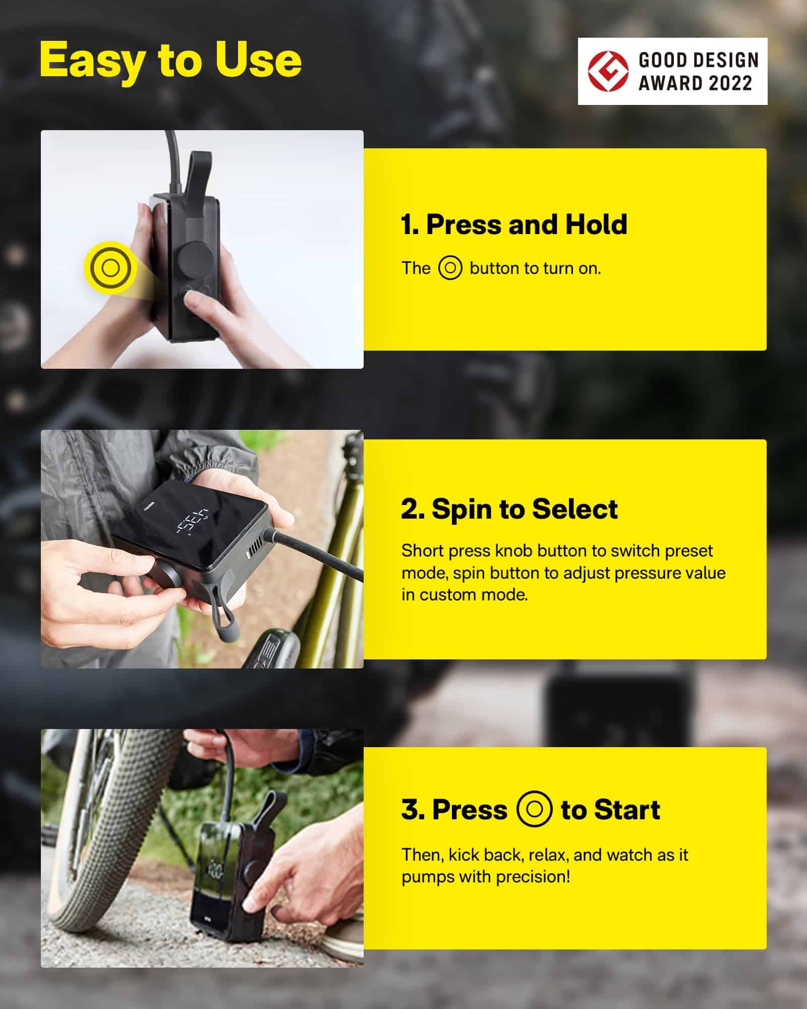 Inflador de neumáticos portátil HOTO, Bomba de aire - Imagen 4