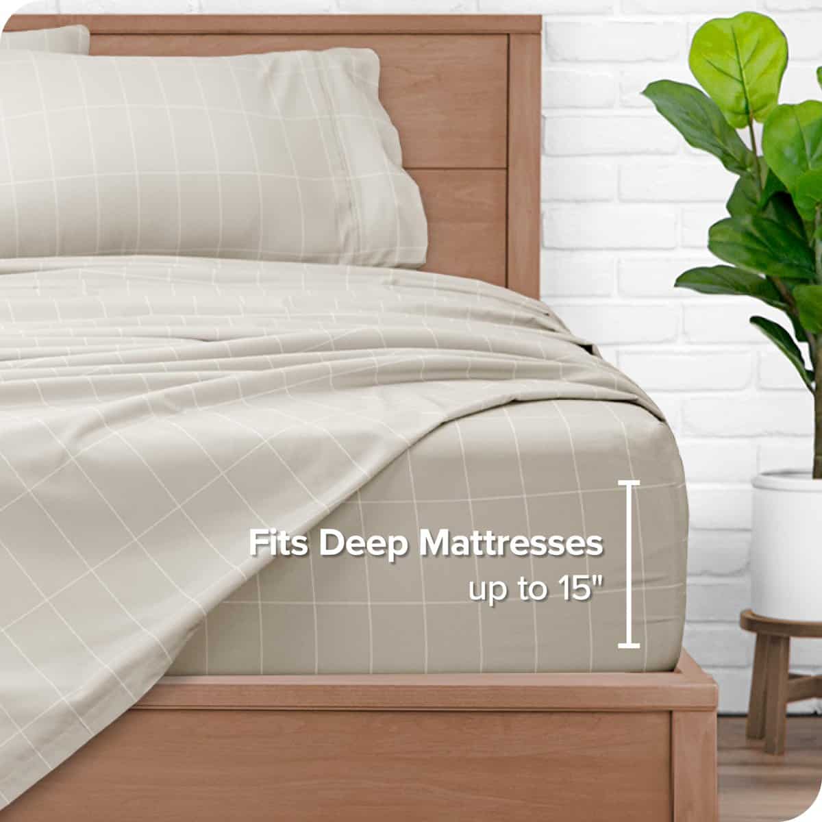 Juego de sábanas Bare Home Twin XL - Tamaño -Cuadrícula - Pi - Imagen 6