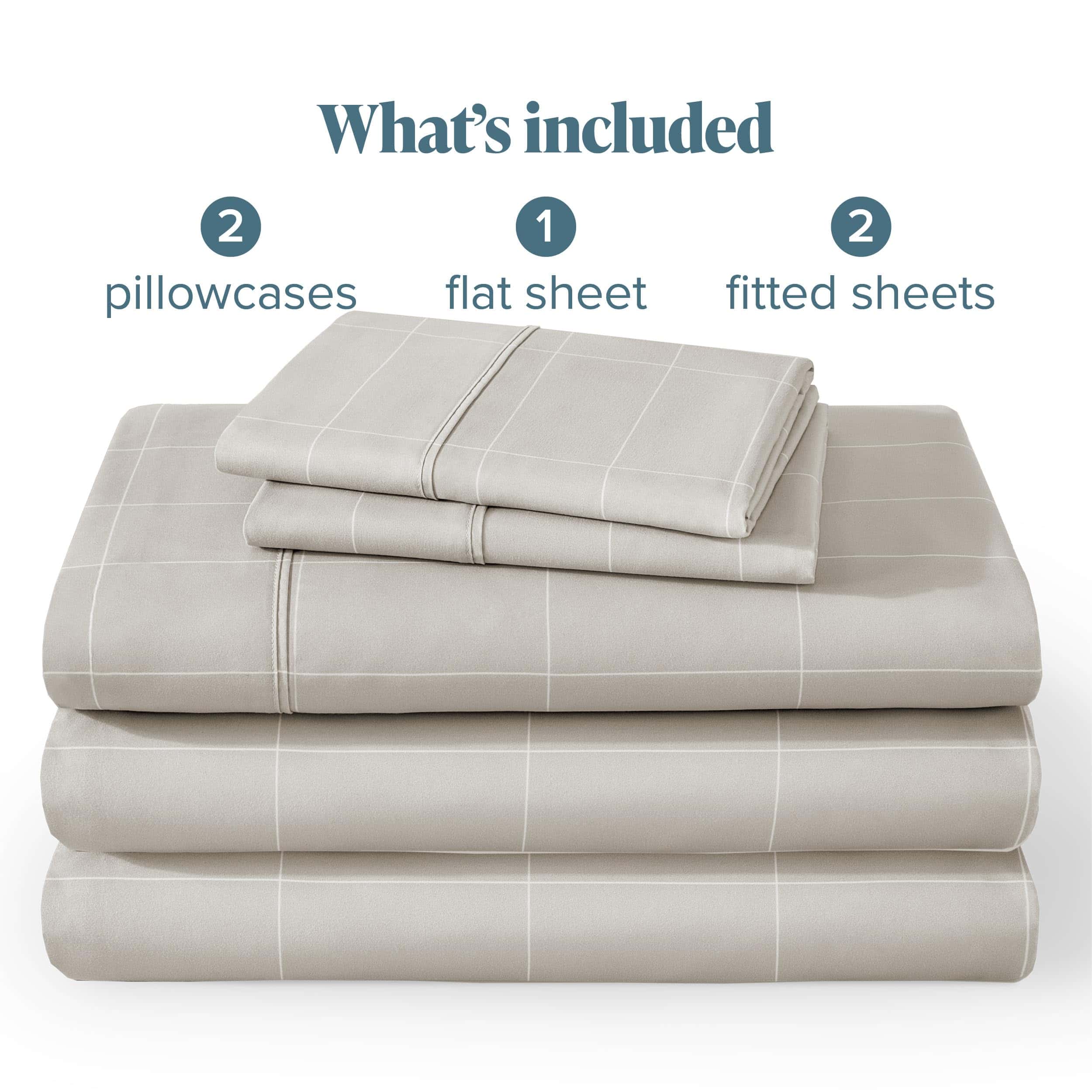 Juego de Sábanas Divididas Bare Home Split -Grid - Piedra/Bl - Imagen 9