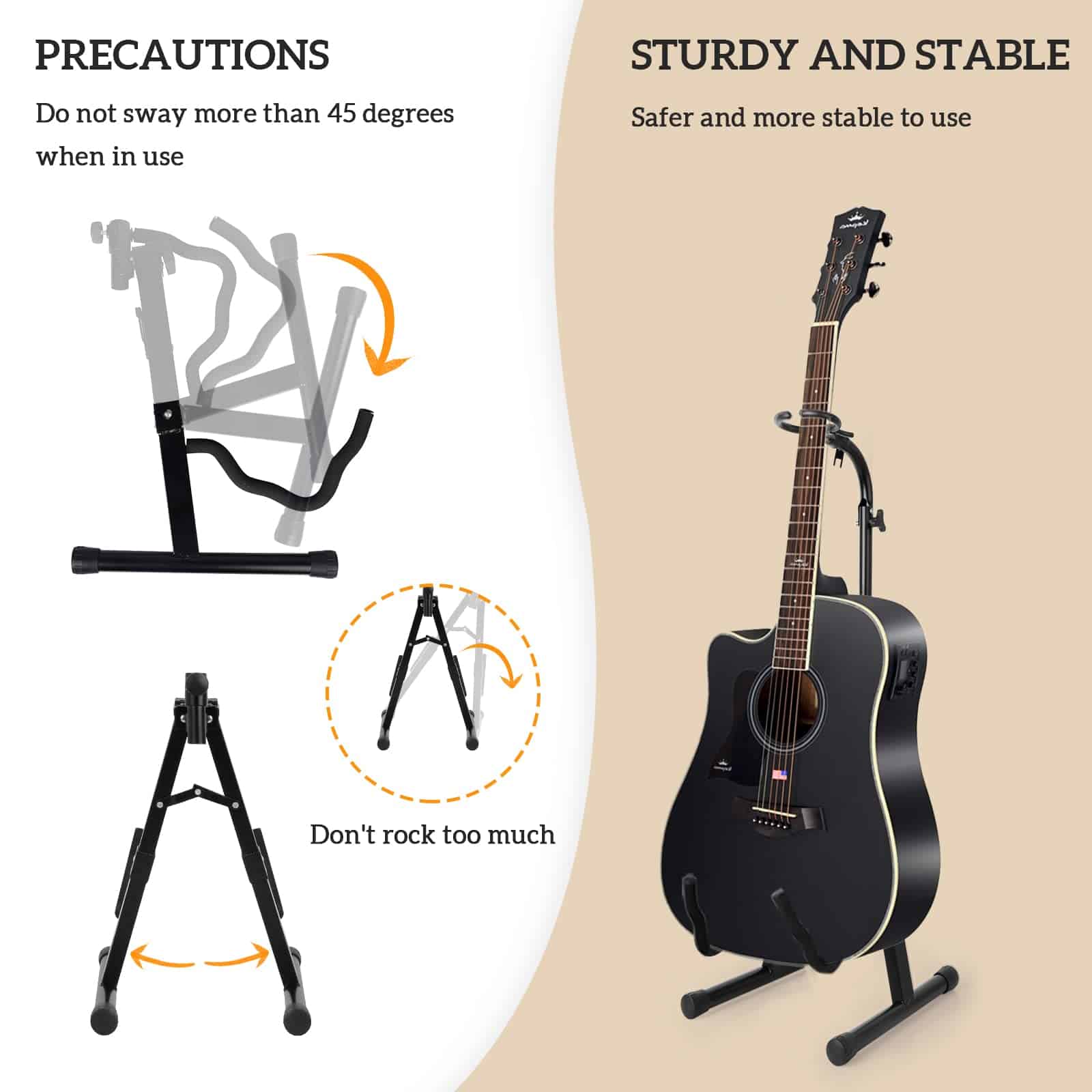 Soporte de guitarra acústica de suelo plegable A Frame con - Imagen 4