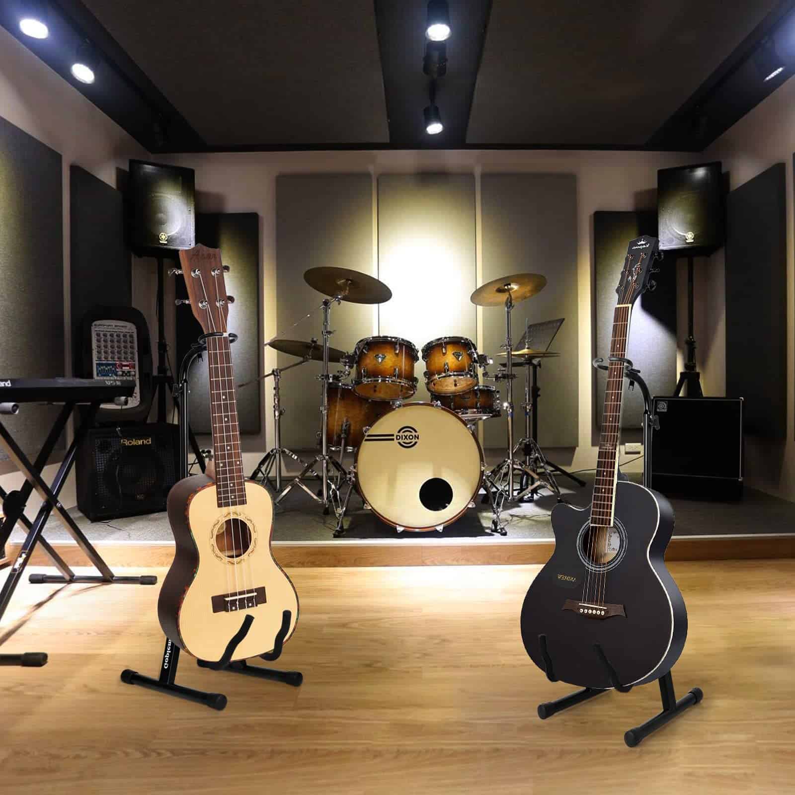 Soporte de guitarra acústica de suelo plegable A Frame con - Imagen 7
