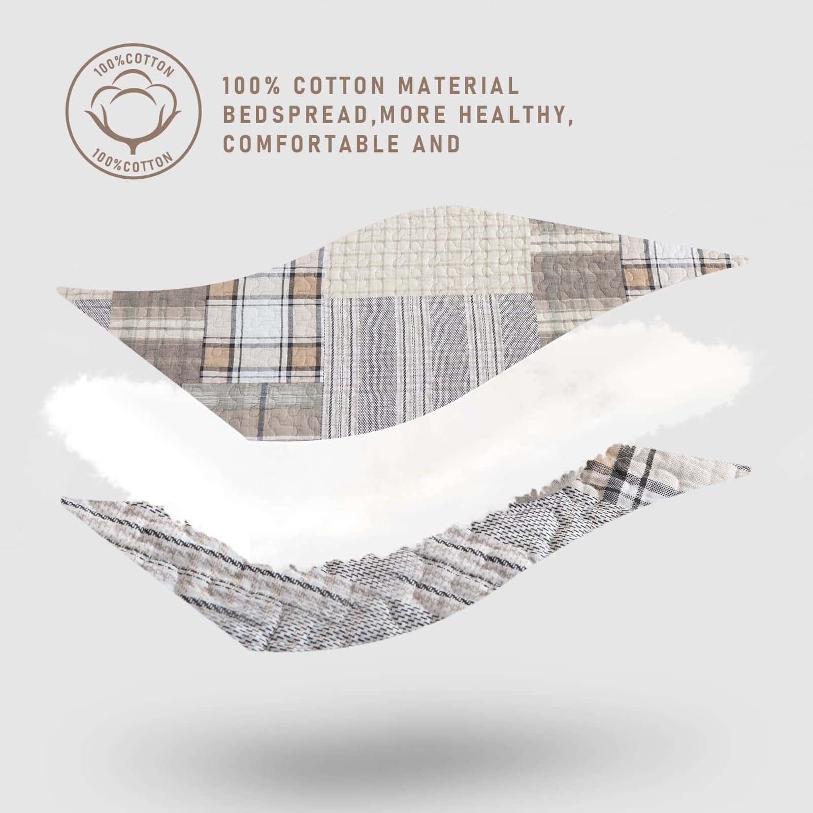 Colcha de algodón KALOOLA 100% algodón tamaño queen, juego - Imagen 4