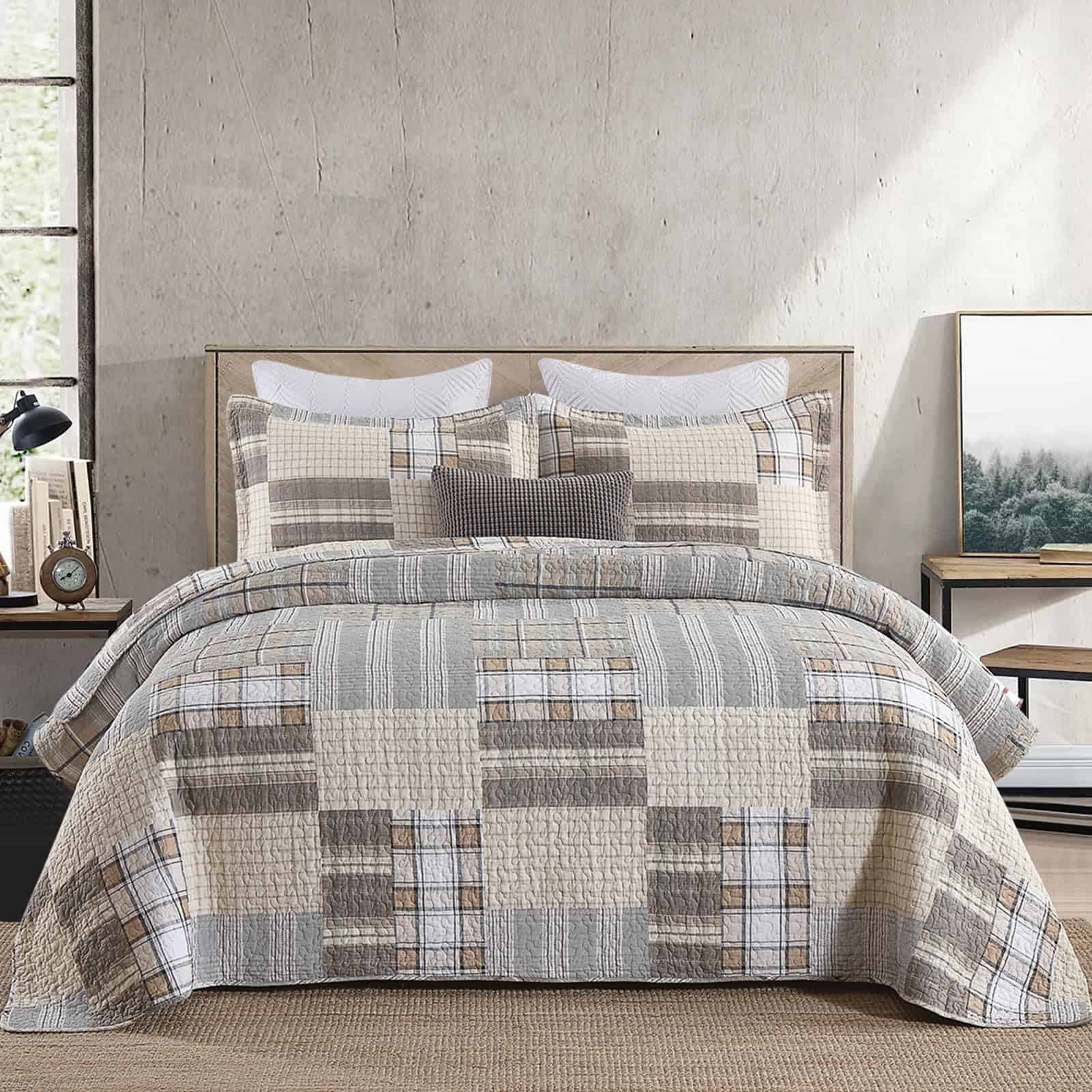 Colcha de algodón KALOOLA 100% algodón tamaño queen, juego