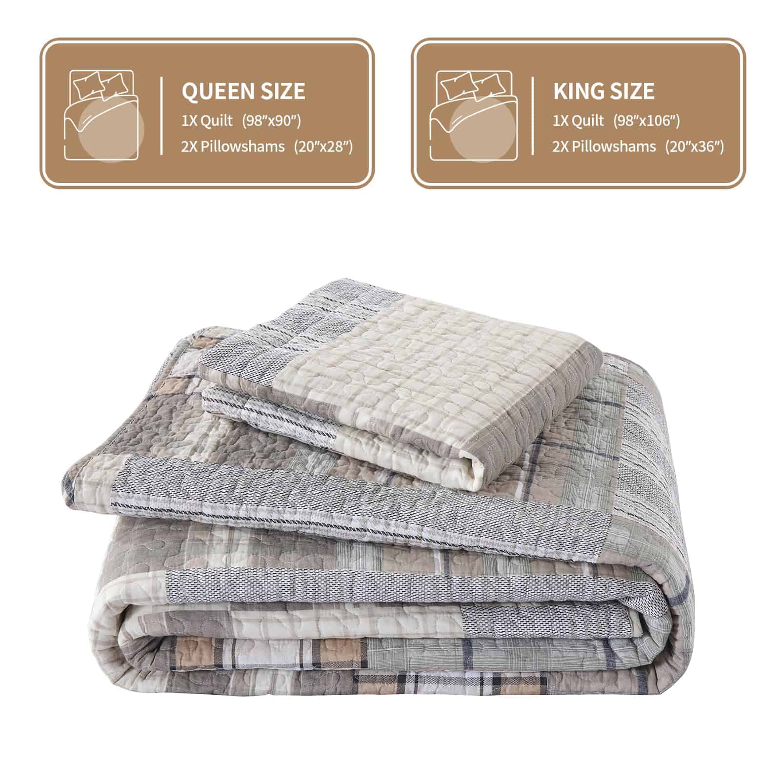 Colcha de algodón KALOOLA 100% algodón tamaño queen, juego - Imagen 6