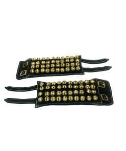 Par de cascabeles de baile Ghungroo en almohadilla de cuero