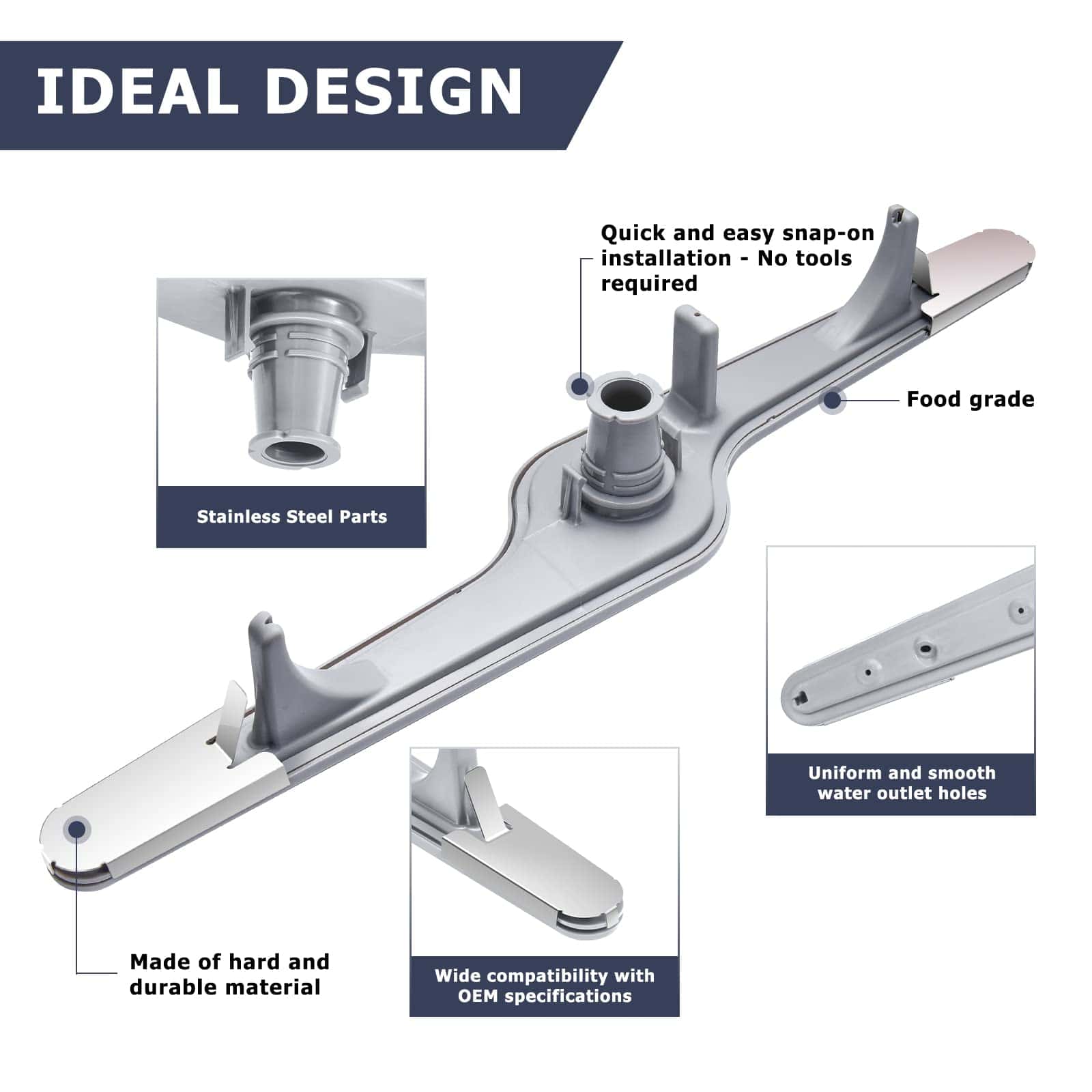 Brazo rociador inferior para lavavajillas 154568002 para - Imagen 5