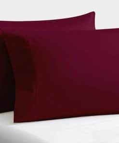 Set de 2 Fundas de Almohada de 600 Hilos -Burdeos