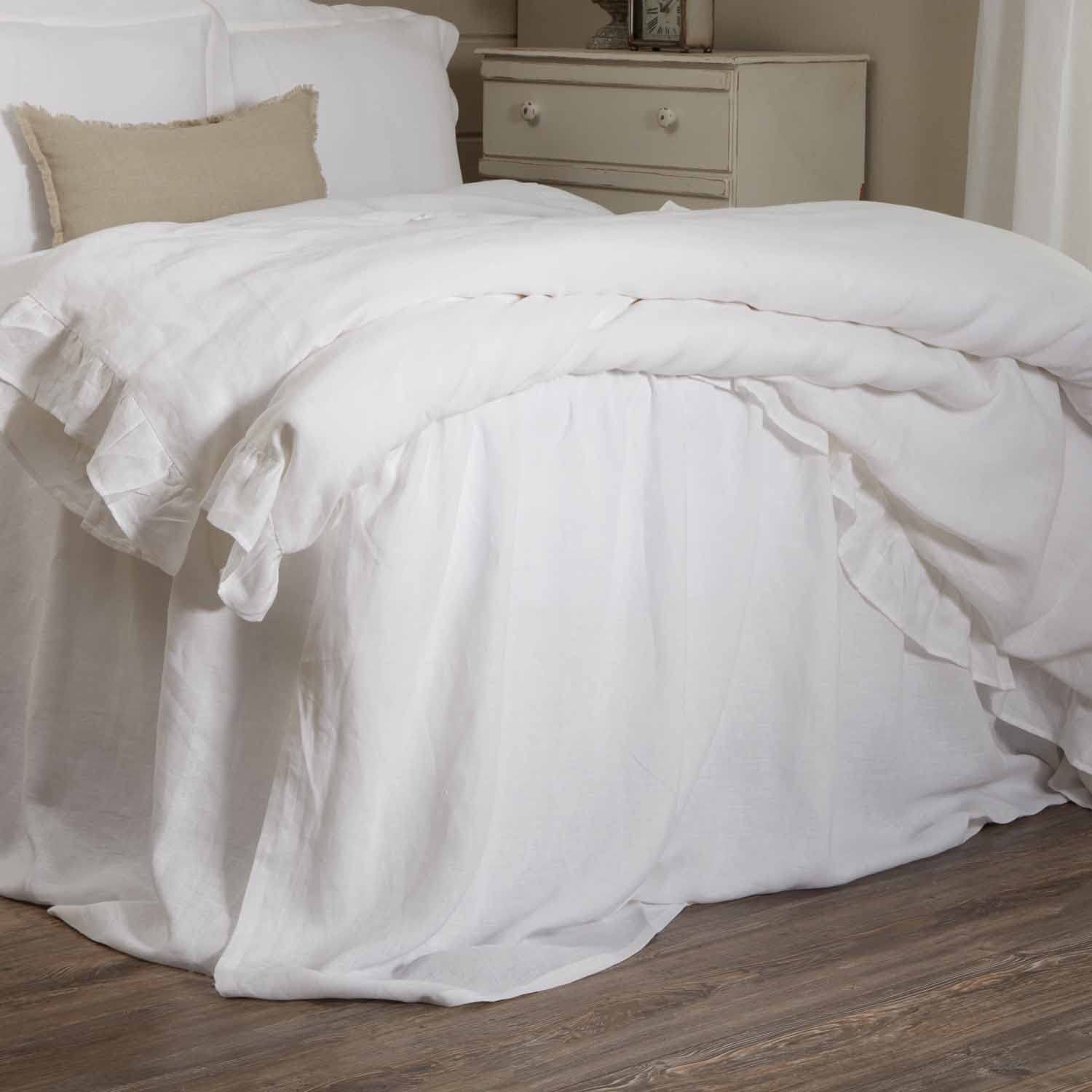 Colcha de cama King color blanco de lino con volantes Piper - Imagen 5