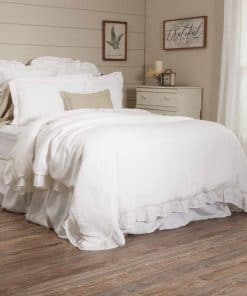 Piper Classics Provincial Linen White Ruffled Queen Duvet