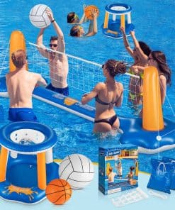 Set de Voleibol y Canasta de Baloncesto para Piscina de