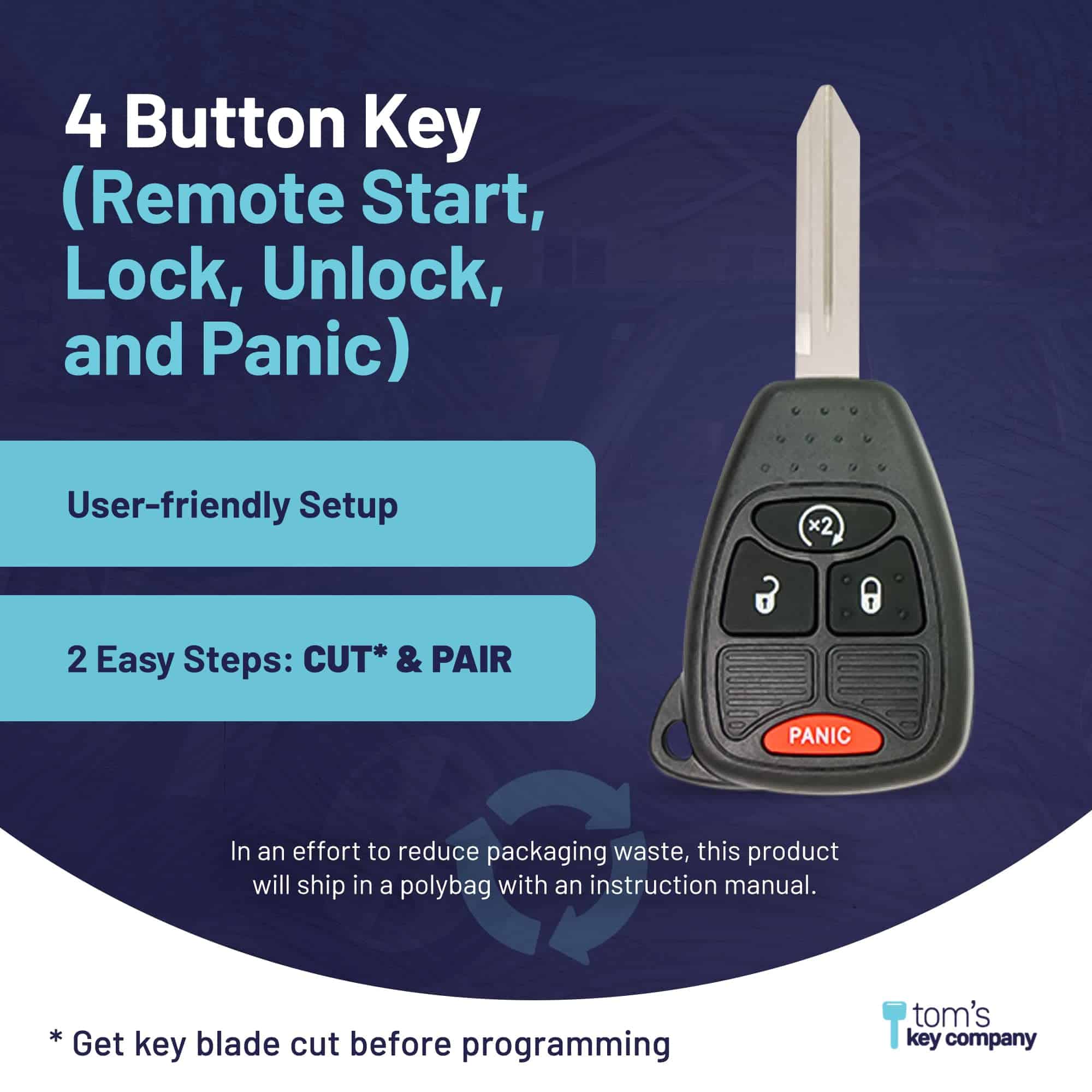 Kit de Llave Simple, Llave de Coche con Fob y EZ Installer, - Imagen 7