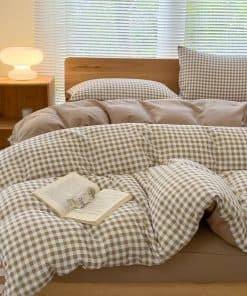 Juego de Funda Nórdica a Cuadros Gingham King Tan - Juego