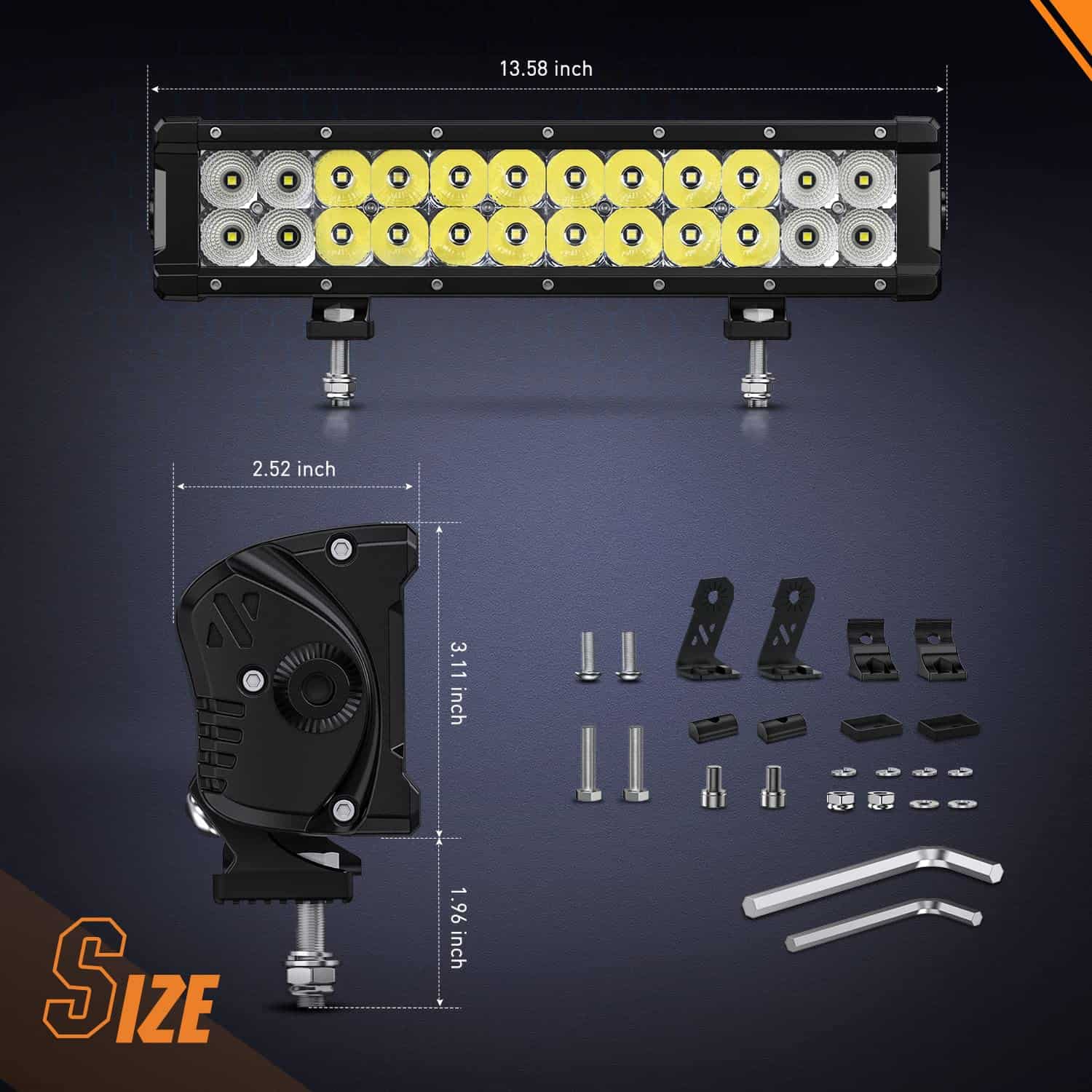 Barra de luz LED Nilight de 13.5 pulgadas 120W Flood Spot - Imagen 10